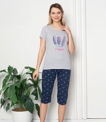 La Penna sieviešu pidžama 581311 01, pelēka/tumši zila 581311*01-XL cena un informācija | Naktskrekli, pidžamas | 220.lv