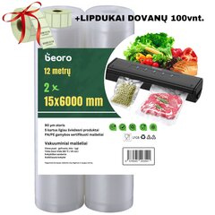 Pārtikas vakuuma/ vakuumēšanas maisiņi Beoro 2x 15x600, sous-vide, 2 rullīši cena un informācija | Vakuuma iepakotāji | 220.lv