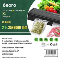 Pārtikas vakuuma/ vakuumēšanas maisiņi Beoro 2x 25x600, sous-vide, 2 rullīši cena un informācija | Vakuuma iepakotāji | 220.lv