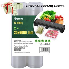 Pārtikas vakuuma/ vakuumēšanas maisiņi Beoro 2x 25x600, sous-vide, 2 rullīši cena un informācija | Vakuuma iepakotāji | 220.lv