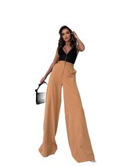 Расклешенные брюки для женщин, коричневые цена и информация | Женские брюки | 220.lv
