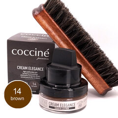 Крем для натуральной кожи с губкой Coccine Cream Elegance, коньячный, 50 мл + Щетка из конского волоса для полировки обуви, 16 см цена и информация | Для ухода за обувью и одеждой | 220.lv