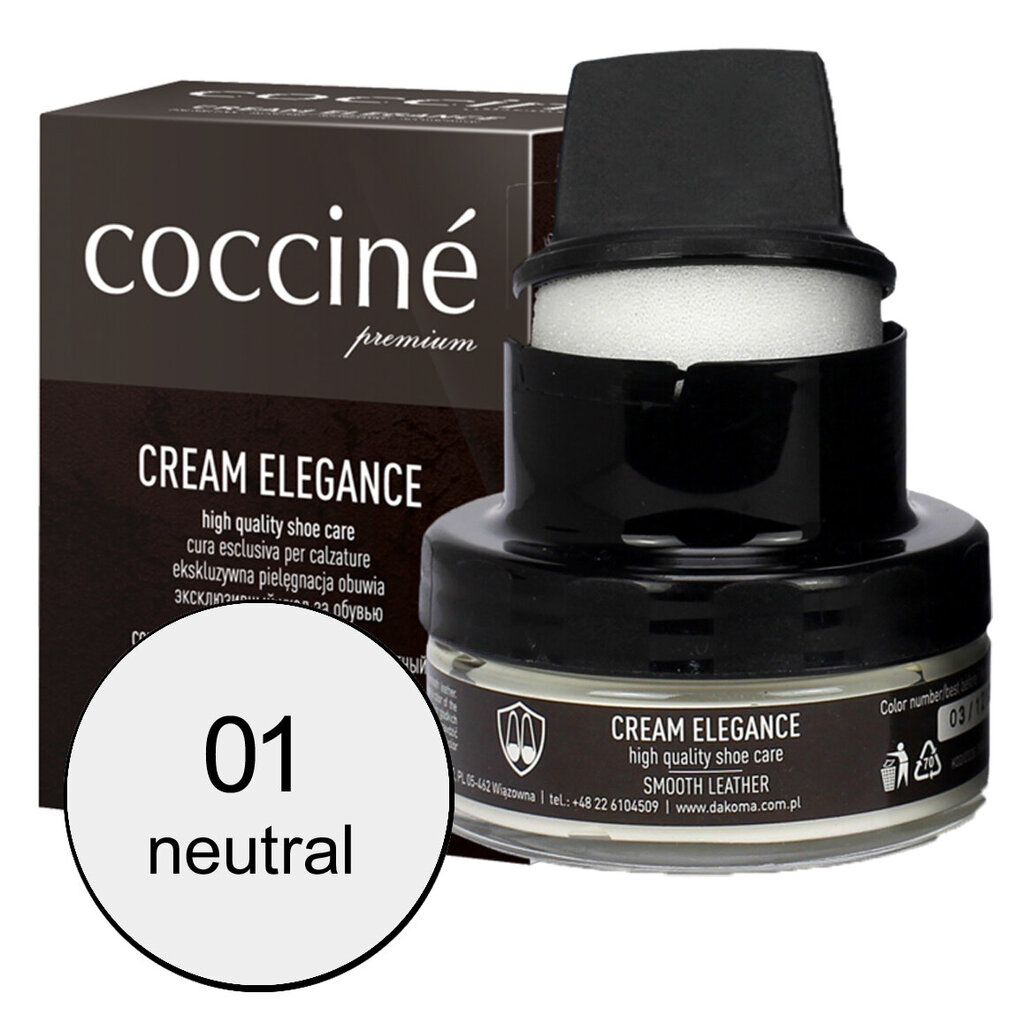 Apavu smēre ar sūkli Coccine Cream Elegance, bezkrāsains, 50 ml + Apavu birste no dabiskiem zirga astriem, 16 cm цена и информация | Līdzekļi apģērbu un apavu kopšanai | 220.lv