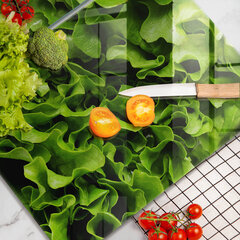 Stikla griešanas dēlītis Zaļās salātu lapas, 2x40x52 cm цена и информация | Pазделочные доски | 220.lv