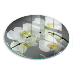 Stikla griešanas dēlītis Balti orhideju ziedi, 30 cm cena un informācija | Griešanas dēlīši | 220.lv