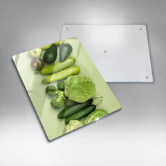 Stikla griešanas dēlītis Zaļie augļi un dārzeņi, 40x52 cm cena un informācija | Griešanas dēlīši | 220.lv