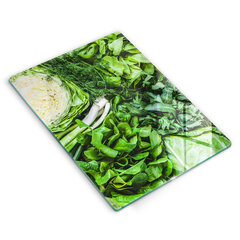 Stikla griešanas dēlītis Zaļie dārzeņi, 40x52 cm cena un informācija | Griešanas dēlīši | 220.lv