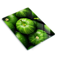 Stikla griešanas dēlītis Zaļie ķirbji, 40x52 cm cena un informācija | Griešanas dēlīši | 220.lv