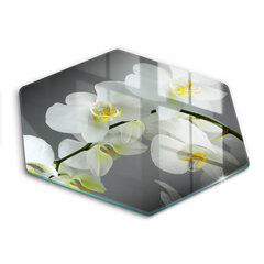 Stikla griešanas dēlītis Balti orhideju ziedi, 40 cm cena un informācija | Griešanas dēlīši | 220.lv