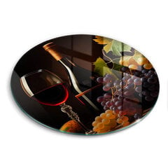 Stikla griešanas dēlītis Glāze vīna un vīnogas, 40 cm cena un informācija | Griešanas dēlīši | 220.lv