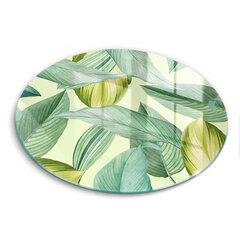 Stikla griešanas dēlītis Zaļas tropu lapas, 40 cm cena un informācija | Griešanas dēlīši | 220.lv