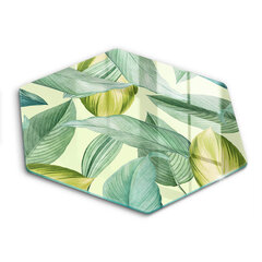Stikla griešanas dēlītis Zaļas tropu lapas, 40 cm cena un informācija | Griešanas dēlīši | 220.lv