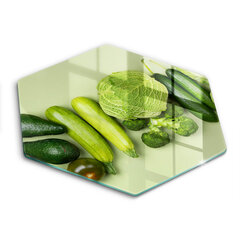 Stikla griešanas dēlītis Zaļie augļi un dārzeņi, 40 cm cena un informācija | Griešanas dēlīši | 220.lv