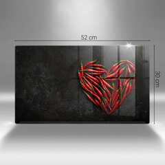 Stikla griešanas dēlītis Čili pipara sirds, 52x30 cm цена и информация | Pазделочные доски | 220.lv