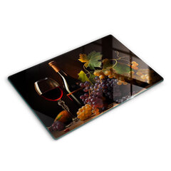 Stikla griešanas dēlītis Glāze vīna un vīnogas, 80x52 cm cena un informācija | Griešanas dēlīši | 220.lv