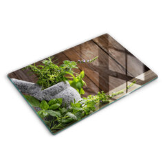 Stikla griešanas dēlītis Zaļie augi, 80x52 cm cena un informācija | Griešanas dēlīši | 220.lv
