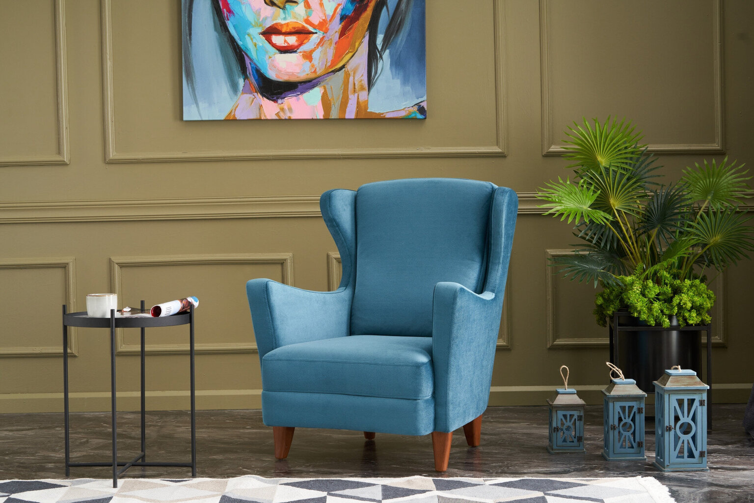 Atzveltnes krēsls Hanah Home Lola Berjer, zils цена и информация | Atpūtas krēsli | 220.lv