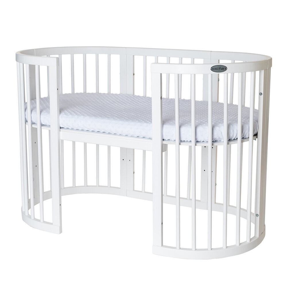 Bērnu gultiņa, 77x173cm, apaļa, balta krāsa cena un informācija | Bērnu gultas | 220.lv