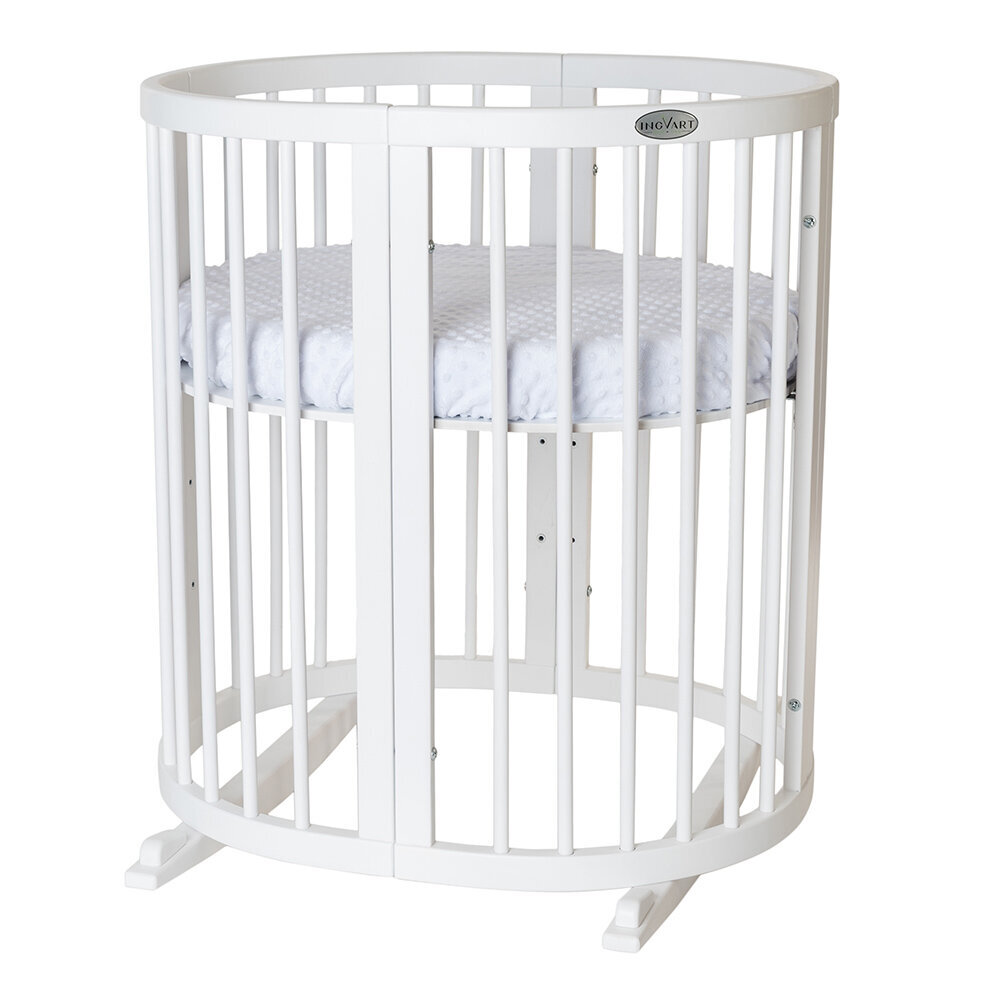 Bērnu gultiņa, 77x173cm, apaļa, balta krāsa cena un informācija | Bērnu gultas | 220.lv