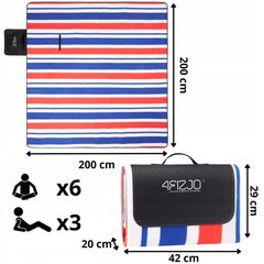 Piknika sega ar izolāciju, 200x200 cm, zila/sarkana cena un informācija | Tūrisma matrači un paklājiņi | 220.lv