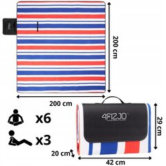 Piknika sega ar izolāciju, 200x200 cm, zila/sarkana цена и информация | Туристические матрасы и коврики | 220.lv