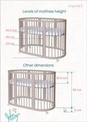 Bērnu gultiņa, 77x173cm, apaļa, dabīgā krāsā цена и информация | Детские кровати | 220.lv