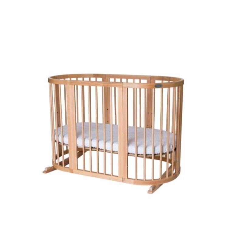 Bērnu gultiņa, 77x173cm, apaļa, dabīgā krāsā цена и информация | Bērnu gultas | 220.lv