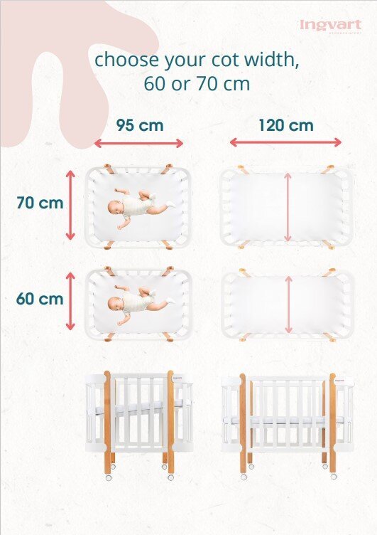 Bērnu gultiņa, 60x120cm, balta krāsa cena un informācija | Bērnu gultas | 220.lv