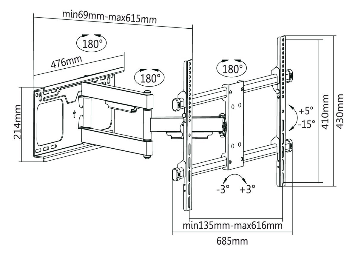 TV turētājs Lechpol LPKM1305 37-70" цена и информация | TV kronšteini | 220.lv