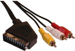 Video kabelis Scart RCA, 5 m cena un informācija | Kabeļi un vadi | 220.lv