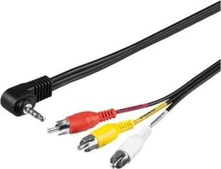 аудиовизуальный кабель jack (3,5 мм) m - 3x cinch m, 1,5 м, 4-полюсный разъем 90°, черный цена и информация | Кабели и провода | 220.lv