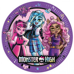 Vienreizējās lietošanas šķīvji Monster High 23cm, 8gab. cena un informācija | Vienreizējie trauki | 220.lv