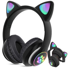 Беспроводные Bluetooth-наушники кошачьи ушки, FM-радио, MP3, светодиодная подсветка. цена и информация | Наушники | 220.lv