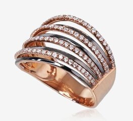 Золотое кольцо с бриллиантами "Золотой Узор" из красного золота 585 пробы DS01G726 цена и информация | Кольца | 220.lv