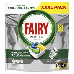 Fairy trauku mazgājamās mašīnas tabletes Platinum All in One Lemon, 90 gab cena un informācija | Trauku mazgāšanas līdzekļi | 220.lv