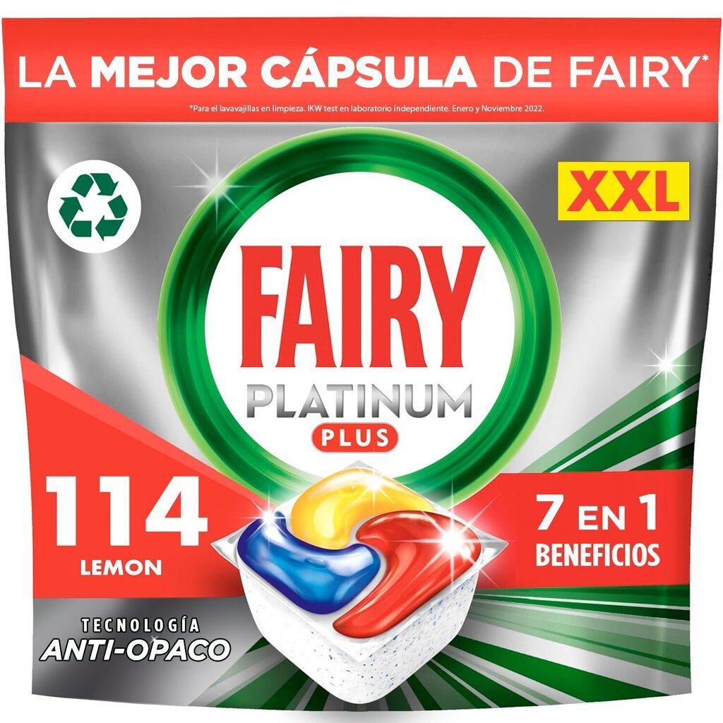 Fairy trauku mazgājamās mašīnas tabletes Platinum Plus All In One Lemon, 114 gab цена и информация | Trauku mazgāšanas līdzekļi | 220.lv