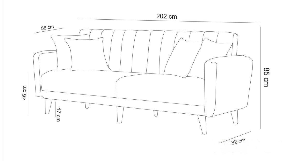2 daļu viesistabas mēbeļu komplekts Asir Aqua-Takim1-S 1053, pelēks цена и информация | Dīvānu komplekti | 220.lv