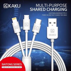 iKaku KSC-078 3в1 Type-C / Lightning / Micro USB провод для заряда 1m White цена и информация | Кабели для телефонов | 220.lv