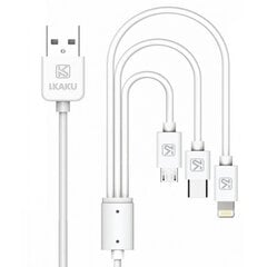 iKaku KSC-078 3в1 Type-C / Lightning / Micro USB провод для заряда 1m White цена и информация | Кабели для телефонов | 220.lv