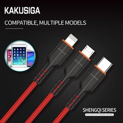 iKaku KSC-225 Type-C кабель для зарядки и передачи данных 1m/ Чёрный цена и информация | Кабели для телефонов | 220.lv