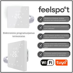 Grīdas apsildes tīkls Wellmo MAT 2m2 + programmējams termostats Feelspot WTH22.16 cena un informācija | Siltās grīdas | 220.lv