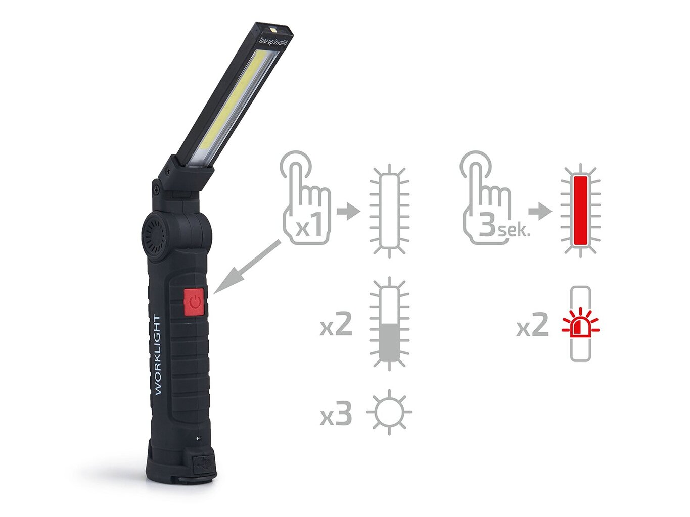 LED lukturītis 3W COB + 1W LED - auksti balts, uzlādējams цена и информация | Lukturi | 220.lv