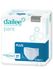 Autiņbiksītes Dailee Pant Premium Plus, L, 15gab. cena un informācija | Autiņbiksītes, higiēniskās paketes, vienreizlietojamie paladziņi pieaugušajiem | 220.lv