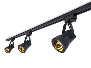Steka Goldi komplekts LED GU10 x3 sliežu lampas + 1,5 m sliežu kabelis - melns cena un informācija | Griestu lampas | 220.lv