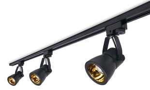 Steka Goldi komplekts LED GU10 x3 sliežu lampas + 1,5 m sliežu kabelis - melns cena un informācija | Griestu lampas | 220.lv