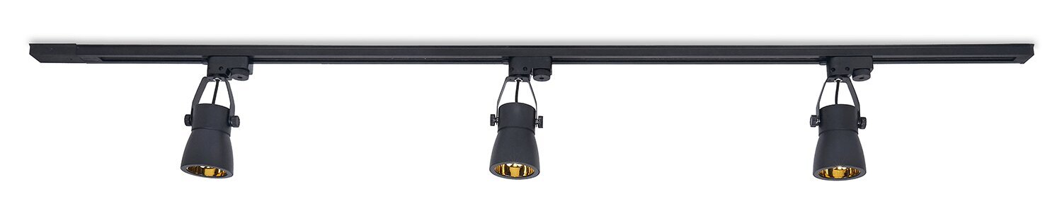 Steka Goldi komplekts LED GU10 x3 sliežu lampas + 1,5 m sliežu kabelis - melns цена и информация | Griestu lampas | 220.lv