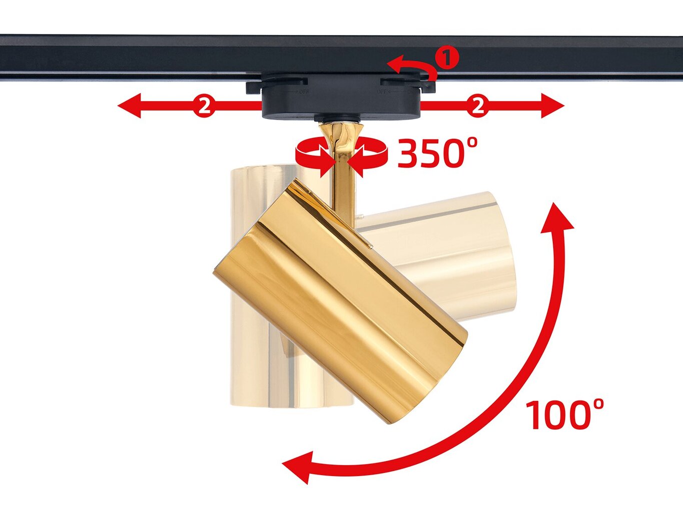 Steka Ductus komplekts Zelta LED GU10 x3 sliežu lampas + 1,5 m sliežu kabelis - melns цена и информация | Griestu lampas | 220.lv