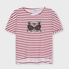 T-krekls meitenēm Mayoral, sarkans/balts цена и информация | Рубашки для девочек | 220.lv
