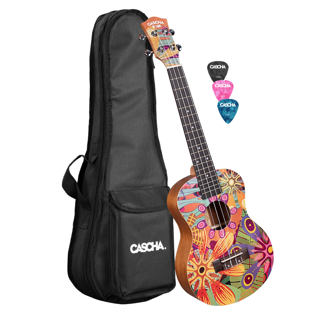 Tenora ukulele Cascha Art Flowers HH 2611 cena un informācija | Ģitāras | 220.lv