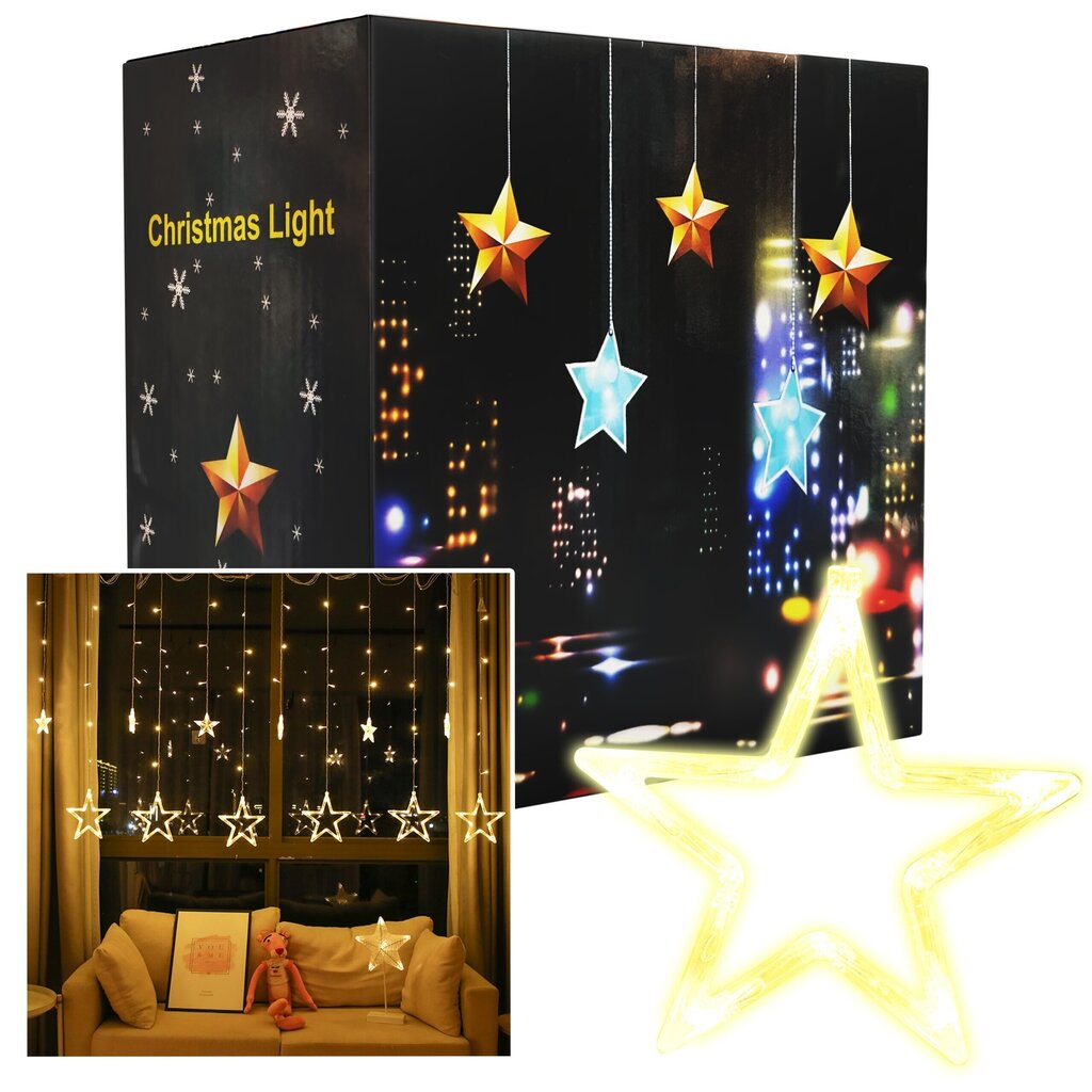 Gaismas aizkaru LED zvaigznes цена и информация | Ziemassvētku dekorācijas | 220.lv